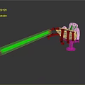 Futuristic Robot Character With Green Laser Firing And Glowing Parts