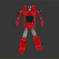 Red Robot Action Figure Toy with Detailed Design Standing Pose on Reflective Gray Background