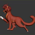 Playful Red Fox Fantasy Character With Green Eyes Fluffy Tail And White Paws
