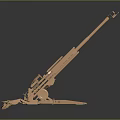 Detailed Metallic Artillery Weapon 3D Model With Long Barrel Tripod Base And Wheels