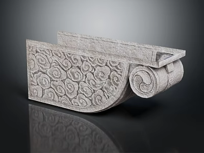 Stone Architectural Decorative Bracket With Intricate Carved Scroll Patterns And Classic Design 3d model