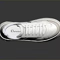 White Casual Sneakers with Black Star Logo CD Lettering and Thick Sole Design