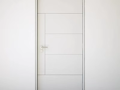 Modern White Swing Door With Panel Design And Metal Handle For Home Interior 3d model