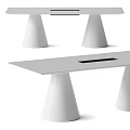 Modern Black Desk With Conical Legs And Smooth Tabletop Design 3d model