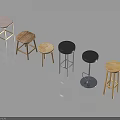 Different Types of Stools With Wooden Seats And Metal Legs In Various Colors