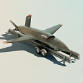 Dark Gray FA-18E Fighter Jet With TIGER Marking And Orange Tipped Wings On Trailer