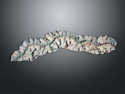 Natural Mountainous Terrain With Detailed Topographic Features And Valley Formations 3d model