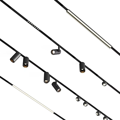Modern Track Downlights And Spotlights Black Silver Design For Home Interior Lighting 3d model