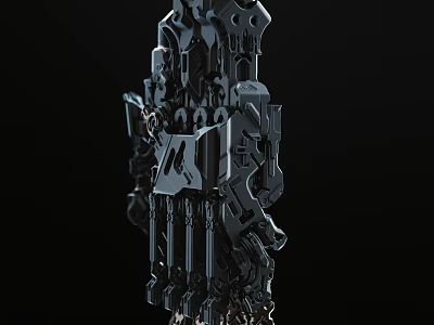 Intelligent Machine with Complex Black Mechanical Structure and Multiple Components 3d model