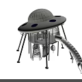 UFO Shaped Playground Equipment With Slide Climbing Net And Support Structure 3d model