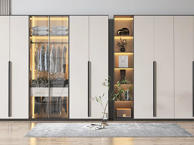 Modern Wardrobe Interior Design With Glass Doors Hanging Area And Storage Shelves 3d model