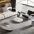 Modern Sectional Sofa And Coffee Table Combination With Pillows Round Tables And Rug