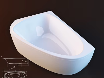 Sleek Modern White Bathtub Design With Clean Lines And Structural Detail Drawings 3d model
