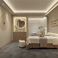 Serene SPA Room Interior With Massage Bed And Soft Lighting 3d model