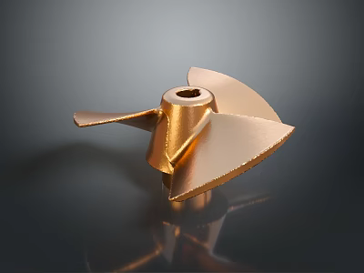 Shiny Golden Metal Propeller With Multiple Blades And Central Hole 3d model