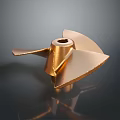 Shiny Golden Metal Propeller With Multiple Blades And Central Hole