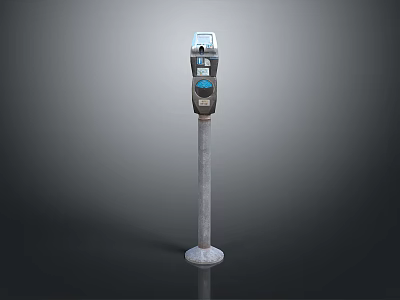 Parking Meter Equipment With Metal Pole Display Screen And Buttons For Outdoor Use 3d model