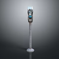Parking Meter Equipment With Metal Pole Display Screen And Buttons For Outdoor Use
