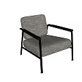 Comfortable Modern Leisure Chair With Gray Fabric Upholstery And Black Metal Frame