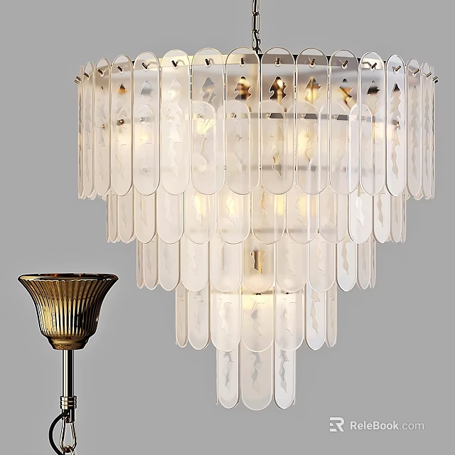 Elegant Modern Chandelier With Transparent Glass Pendant Pieces For Interior Decor 3d model 