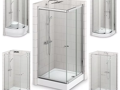 Various Styles Transparent Glass Shower Enclosures With Modern Frames And Bases Design 3d model