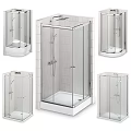 Various Styles Transparent Glass Shower Enclosures With Modern Frames And Bases Design