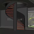 Modern Interior Design With Spiral Staircase Wooden Steps Gray Walls And Natural Light