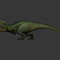 Tyrannosaurus Rex 3D Model With Green Yellow Color Open Mouth Dynamic Pose