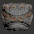 Wooden Stone Carved Bead With Textured Surface And Decorative Protrusions
