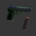 Modern Black Pistol Weapon With Detachable Magazine On Dark Background