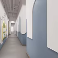 Bright Colorful Kindergarten Interior With Reception Desk Bookshelves And Decorative Lights