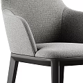 Comfortable Modern Leisure Chair In Gray Fabric With Black Wooden Legs And Armrest