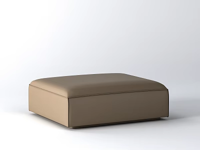 Modern Brown Leather Sofa Stool with Minimalist Sleek Design for Living Room 3d model