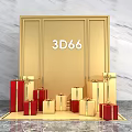 Popular Check in Photo Spot with 3D66 Sign Golden Frame and Red Gold Gift Boxes