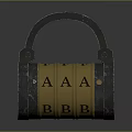 Vintage Metal Door Handle With Combination Lock Design Featuring Golden Dials And Letters