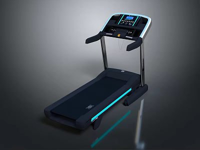 Modern Treadmill With Digital Display And Blue LED Light For Home Gym 3d model