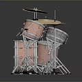 Copper Metal Drum Set With Cymbals And Stands For Home Use