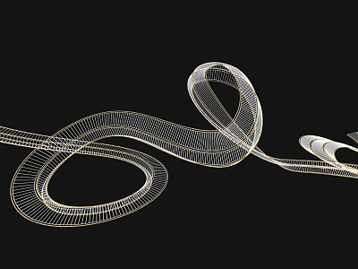 Sleek Modern Wireframe Chandelier with Curved Spiral Lines for Stylish Interior Design 3d model