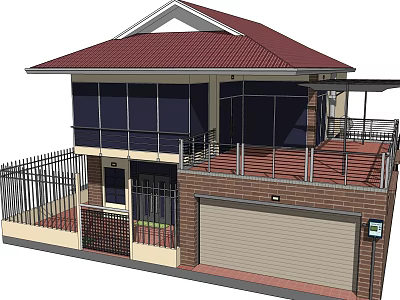 Modern single-family villa 3d model