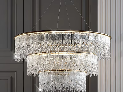 Elegant Multi Tier Crystal Chandelier With Hanging Crystal Pendants For Luxury Interior 3d model