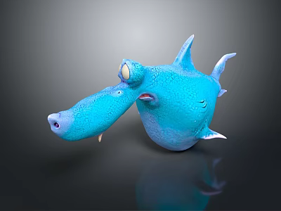 Playful Blue Cartoon Character Creature With Big Eyes Long Snout And 3D Model Design 3d model