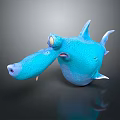 Playful Blue Cartoon Character Creature With Big Eyes Long Snout And 3D Model Design