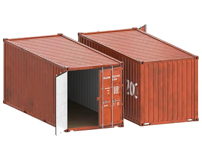 Industrial Equipment Red Shipping Containers with Open Door and Internal Space for Industrial Storage and Transportation 3d model