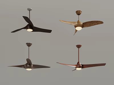 Modern Decorative Ceiling Fans With Wooden Blades And Various Color Designs 3d model