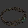 Intricate Twisted Weapon Featuring Central Teal Gem And Forged Metal Structure