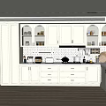 Modern White Kitchen Interior Design With Cabinets Island Counter And Appliances