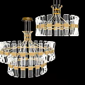 Modern Luxury Chandelier With Gold Metal Frame And Clear Glass Geometric Design For Interior Decoration