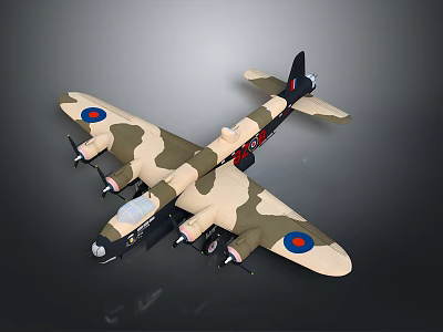 Passenger Aircraft Model With Camouflage Paint And Blue Round Emblems On Wings 3d model