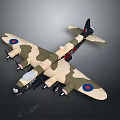 Passenger Aircraft Model With Camouflage Paint And Blue Round Emblems On Wings