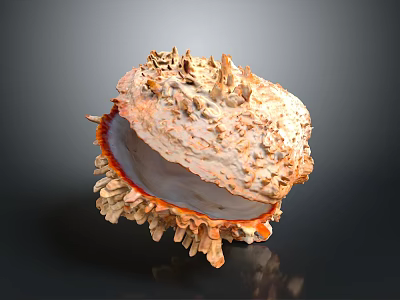 Giant Clam Marine Animal Showcasing Spiky Textured Shell With Orange Inner Surface 3d model